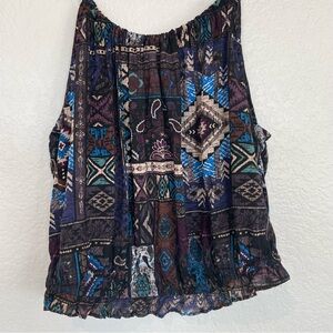 Madeline & Monroe Bohemian Patchwork Print Sleeveless Halter Top Size SMALL